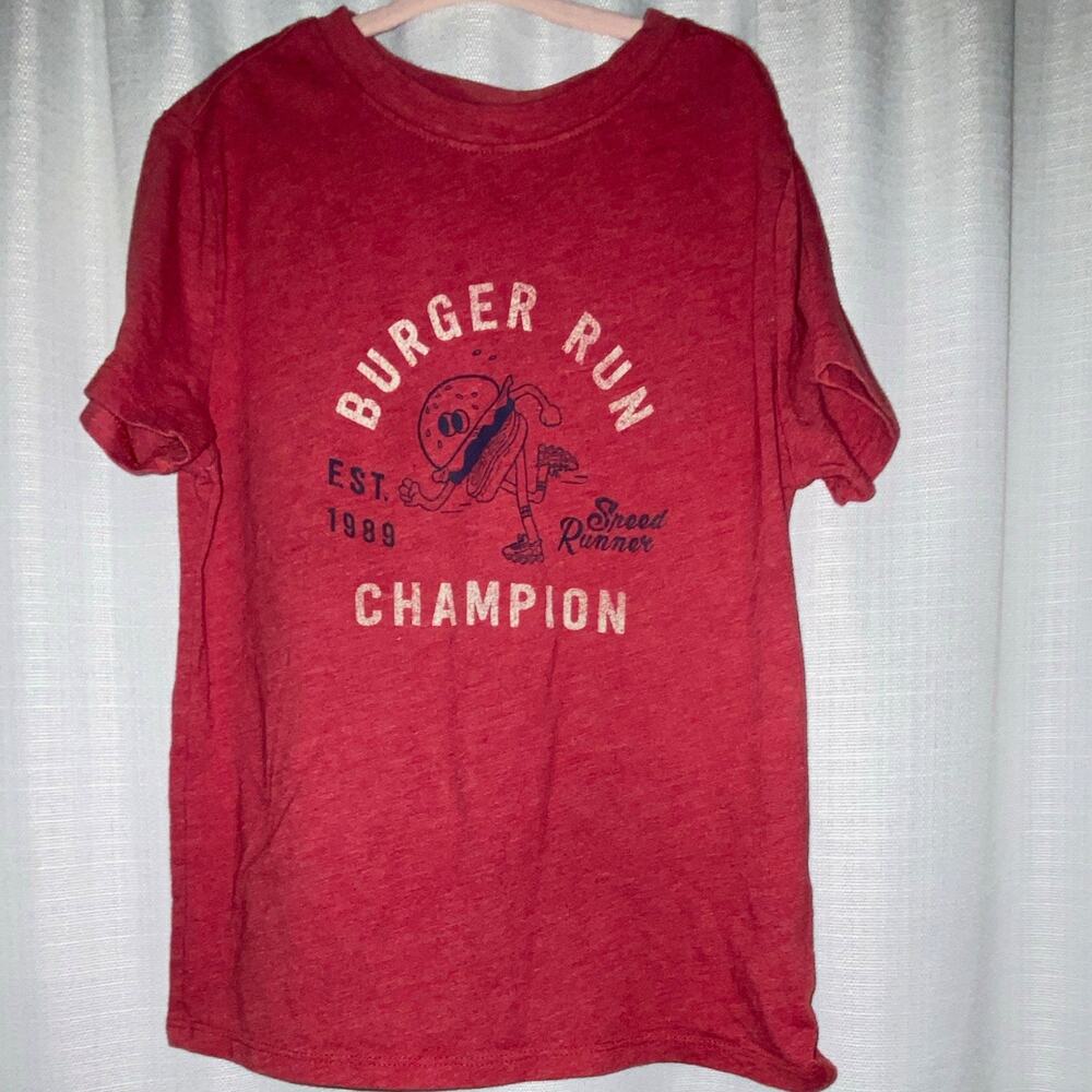 Cat & Jack Kids Size 6 Red Burger Run Champion Graphic Crew Neck T-Shirt